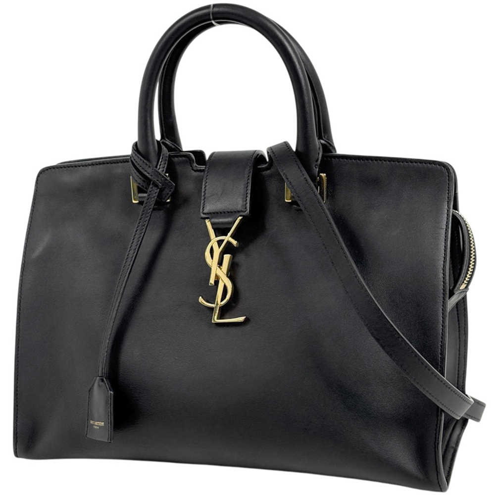 Yves Saint Laurent Cabas Small 2-Way Leather Handbag, Black, 394461, Women's